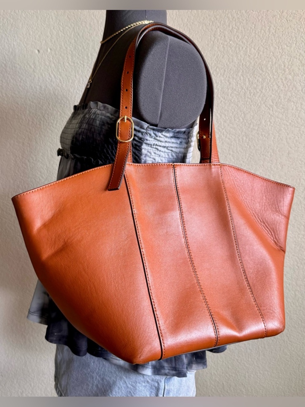 LDT Tatum Tote Bag Purse Brown Leather